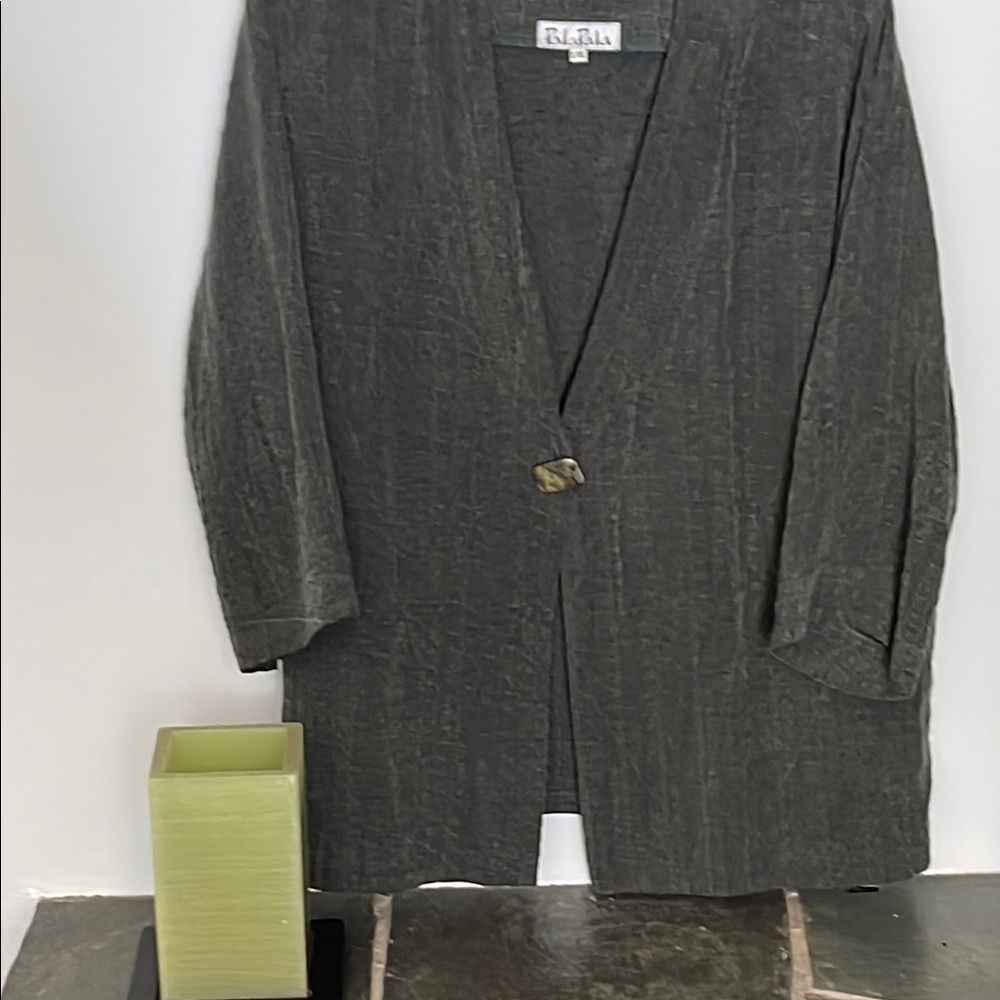 Gray Textured Open Blazer